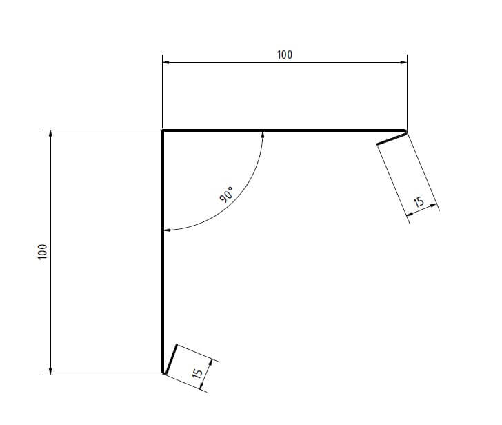 Eckwinkel 100 × 100 mm, 2 m