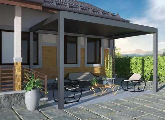 Pergola Serie 220 – 3×3 m – elektrisch verstellbar – mit LED-Beleuchtung