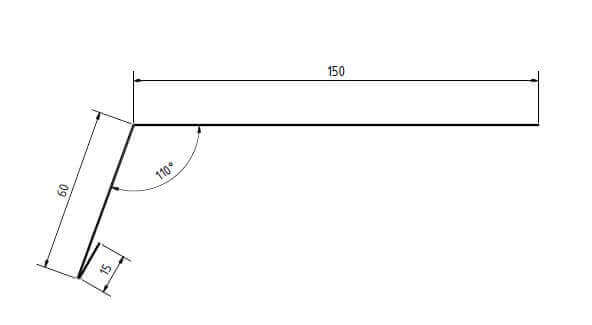 Traufblech 150 × 60 mm, 2 m