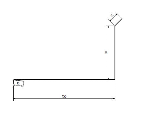 Wandanschlussprofil 150 × 80 mm, 2 m