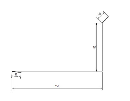 Wandanschlussprofil 150 × 80 mm, 2 m