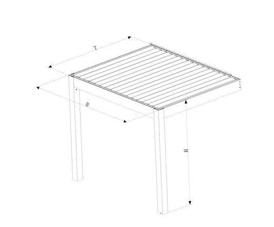 Pergola Serie 220 wandmontiert – 3×3 m – elektrisch verstellbar – mit LED-Beleuchtung